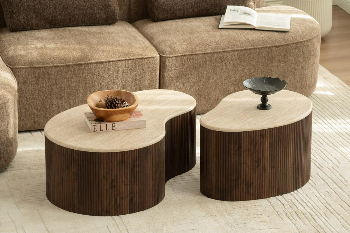 COUCHTISCH 64/45/38 cm Freiform Kaschmir  - Kaschmir/Walnussfarben, Design, Holzwerkstoff (64/45/38cm) - MID.YOU