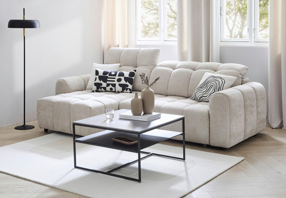 ROHOVÁ SEDACIA SÚPRAVA, textil, béžová - čierna/béžová, Design, textil/plast (160/264cm) - Xora