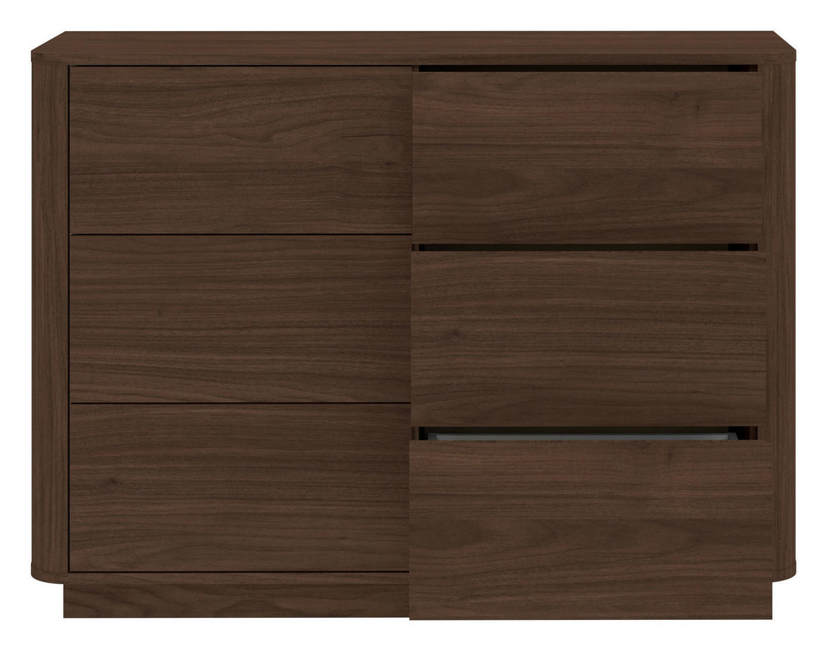 KOMMODE Mocha, 115,2/85,5/40 cm, 6 Schublade(n)  - Walnussfarben/Schwarz, Design, Holzwerkstoff (115,2/85,5/40cm) - MID.YOU