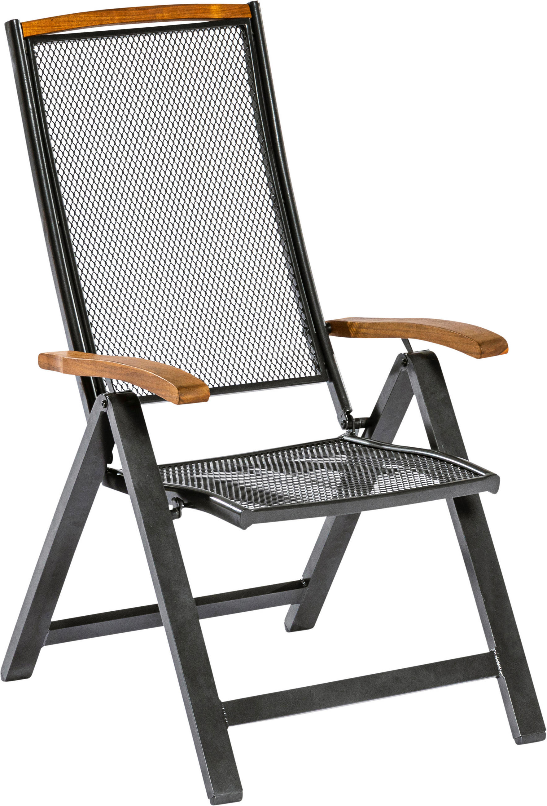 GARTENKLAPPSESSEL Akazie Aluminium Schwarz, Akaziefarben  - Schwarz/Akaziefarben, KONVENTIONELL, Holz/Metall (60/114/79cm) - Gardenson