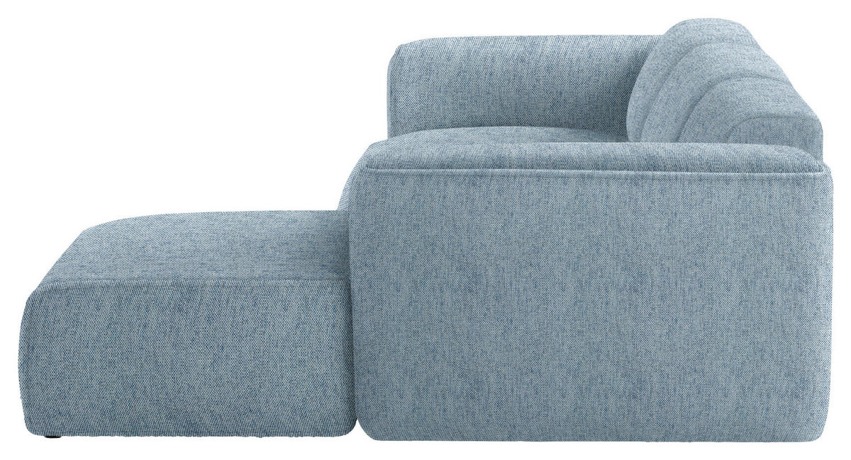 ECKSOFA Blau Webstoff Rücken echt  - Blau/Schwarz, Design, Kunststoff/Textil (290/171cm) - home24