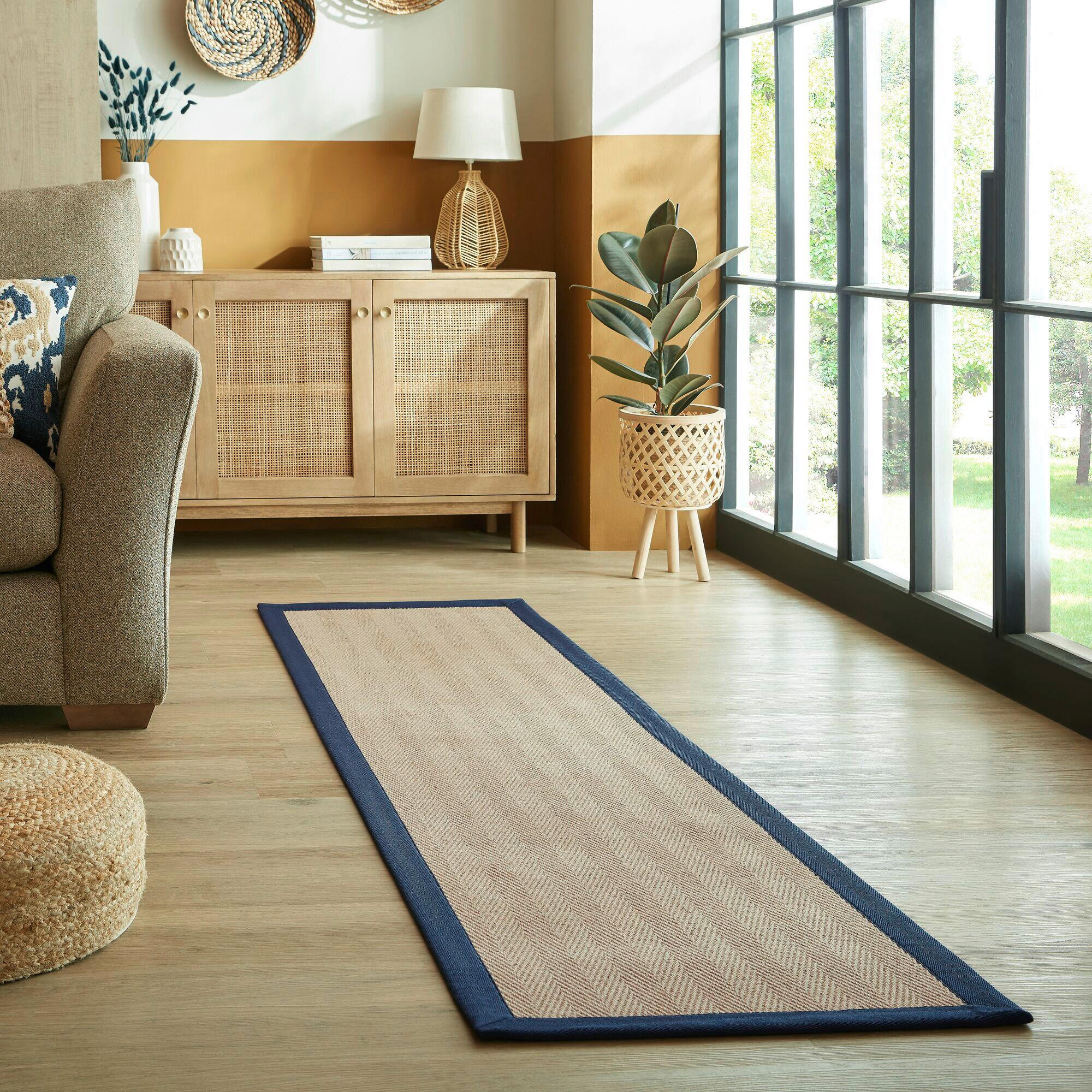 JUTETEPPICH 60/230 cm KIRA JUTE Naturfarben, Dunkelblau  - Naturfarben/Dunkelblau, KONVENTIONELL, Kunststoff/Textil (60/230cm)