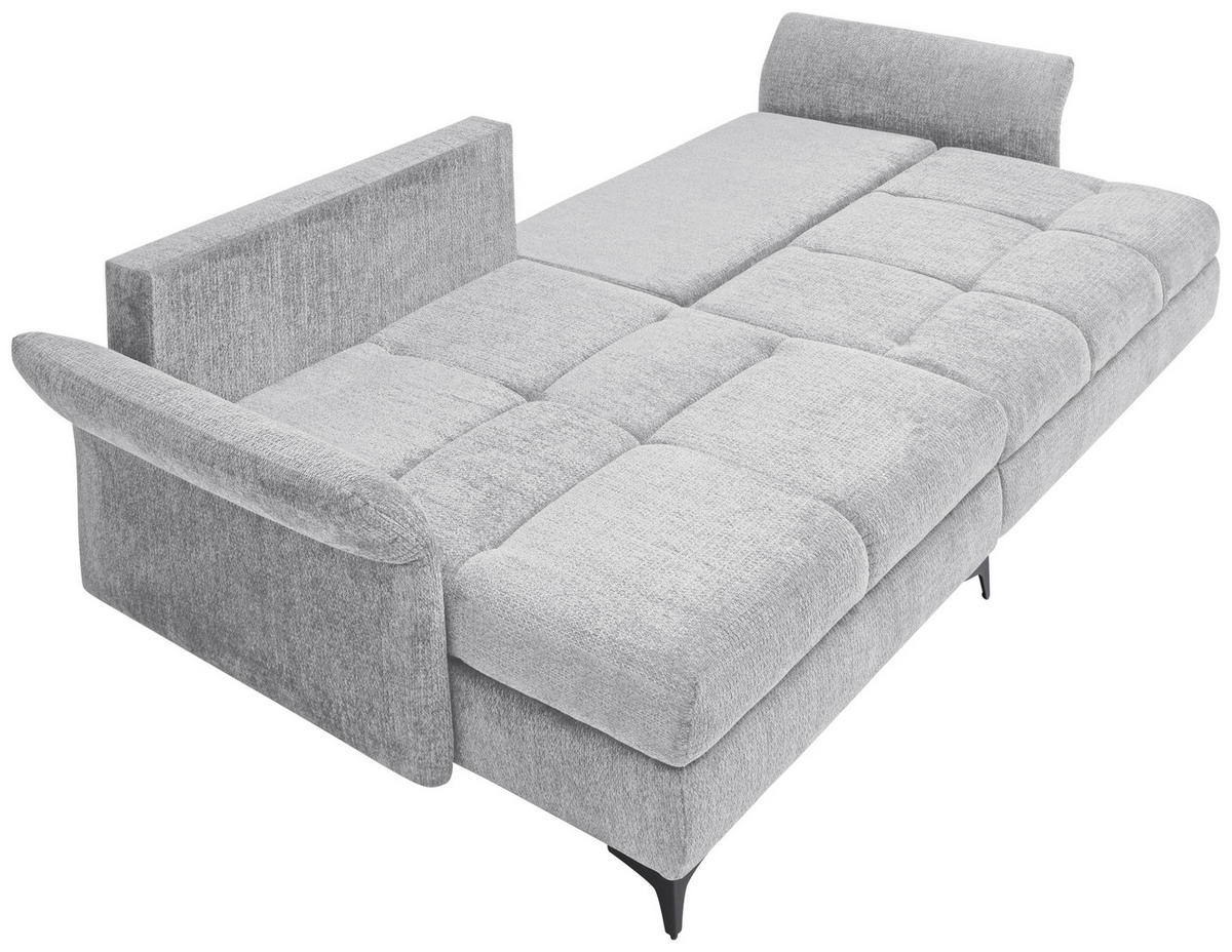 ECKSOFA in Chenille Grau  - Schwarz/Grau, Konventionell, Textil/Metall (291/153cm) - Hom`in