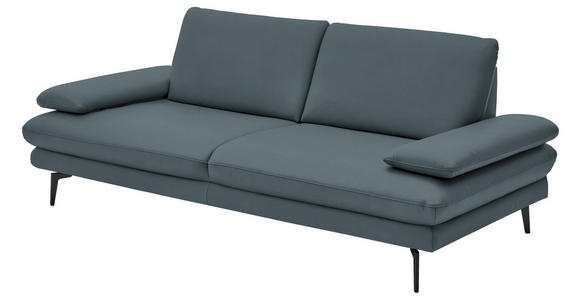 3-SITZER-SOFA  in Echtleder Grau  - Schwarz/Grau, Design, Leder/Metall (222/86/104cm) - Dieter Knoll
