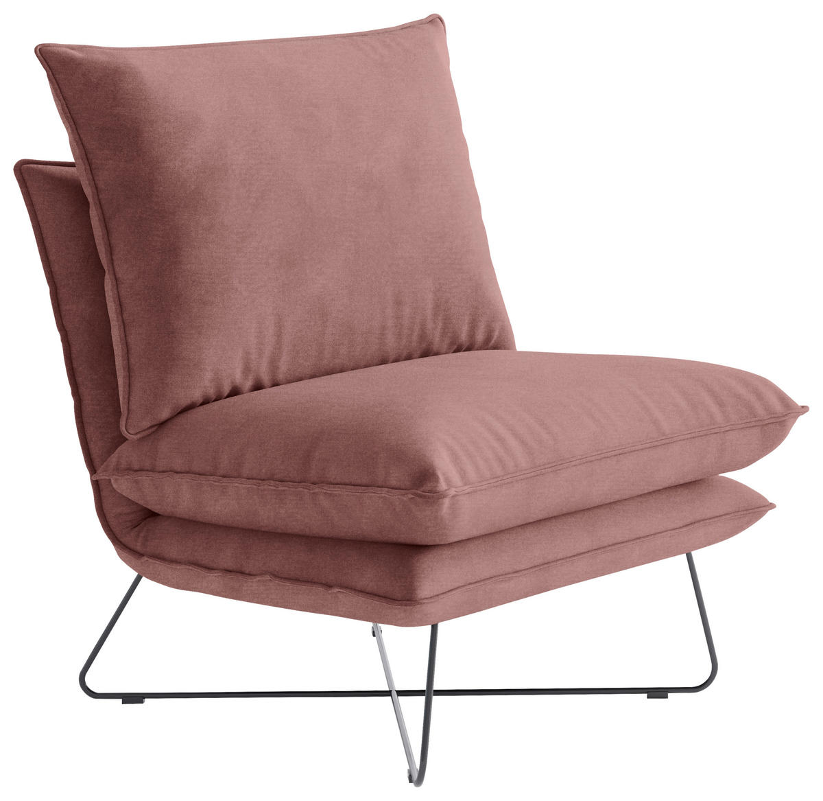 SESSEL in Velours Beere  - Beere/Schwarz, Design, Textil/Metall (72/84/90cm) - Hom`in