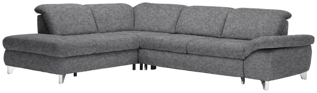 ECKSOFA Braun, Grau Webstoff  - Alufarben/Braun, Design, Textil/Metall (260/319cm) - Beldomo Style