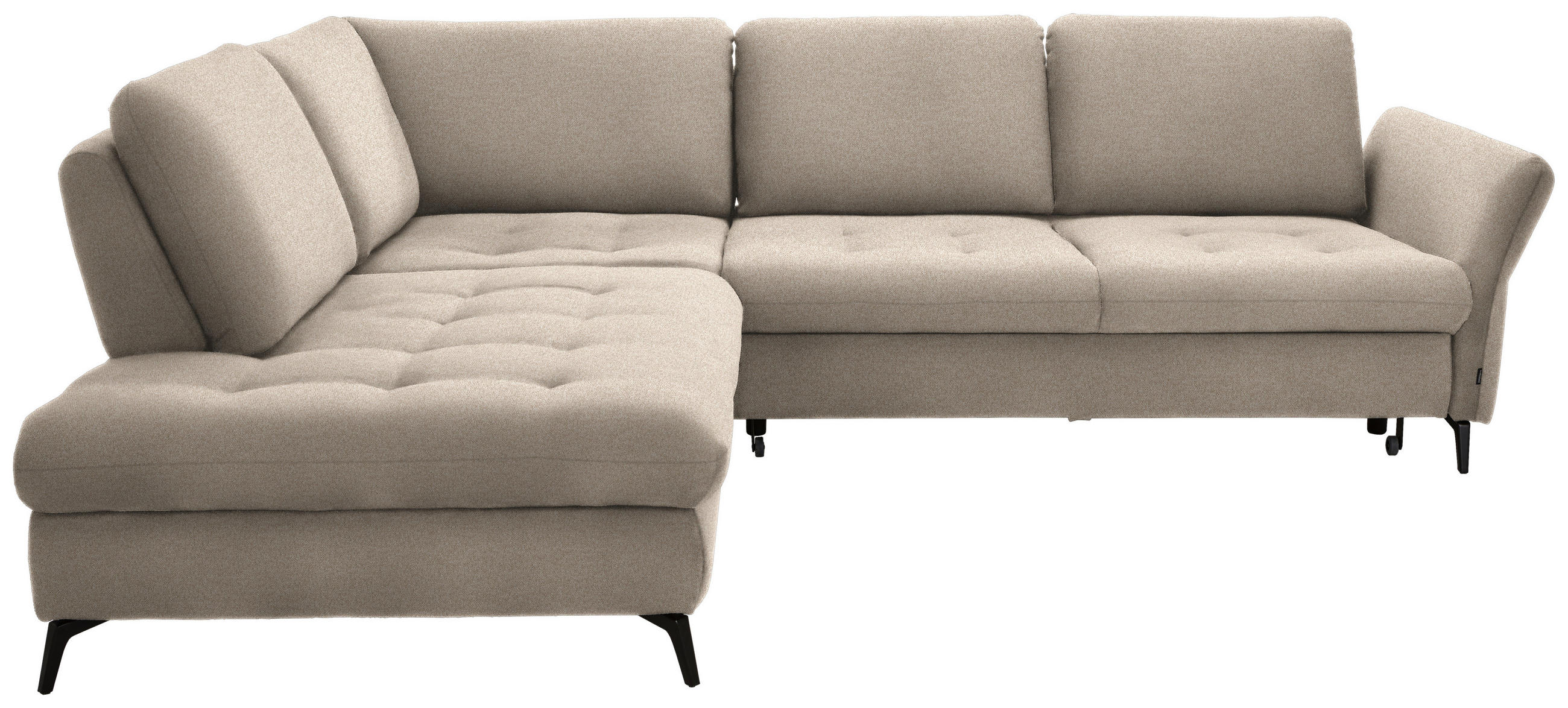 ECKSOFA Beige Bouclé  - Beige/Schwarz, Natur, Textil/Metall (233/288cm) - Valnatura