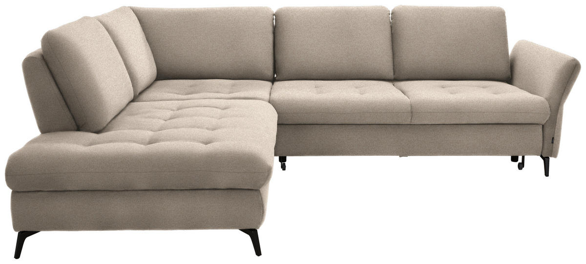ECKSOFA in Bouclé Beige  - Beige/Schwarz, Natur, Textil/Metall (233/288cm) - Valnatura