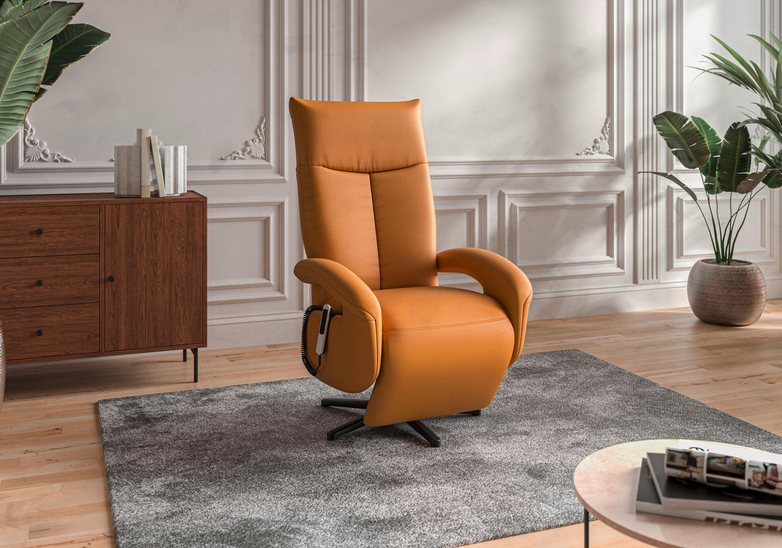SESSEL in Echtleder Currygelb  - Currygelb/Schwarz, KONVENTIONELL, Leder/Metall (74/112/82cm) - Sit & More