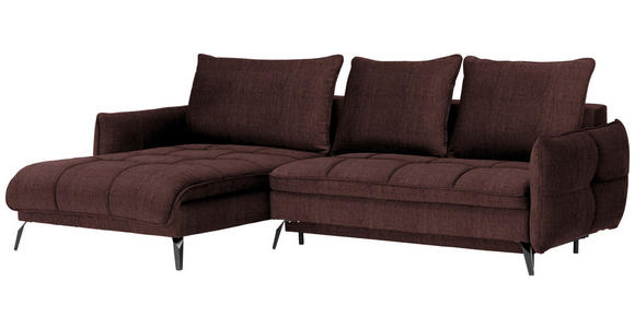 ECKSOFA in Flachgewebe Braun  - Schwarz/Braun, Design, Textil/Metall (180/273cm) - Hom`in