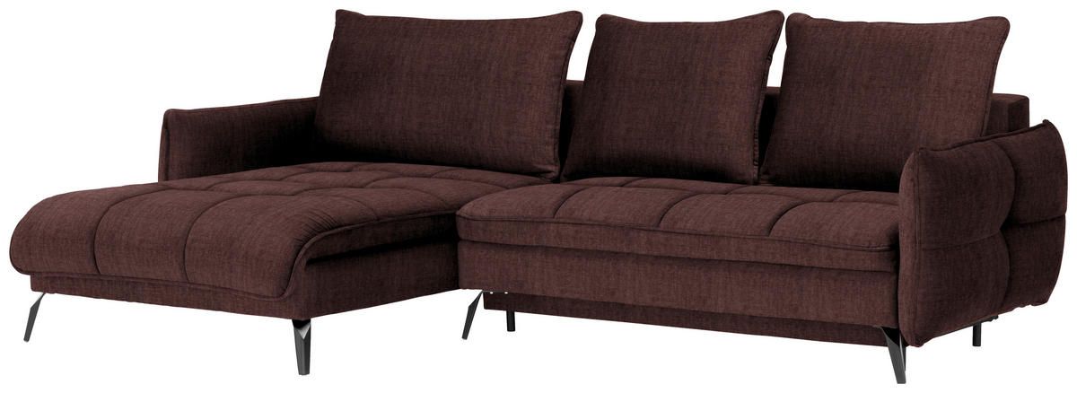 ECKSOFA in Flachgewebe Braun  - Schwarz/Braun, Design, Textil/Metall (180/273cm) - Hom`in