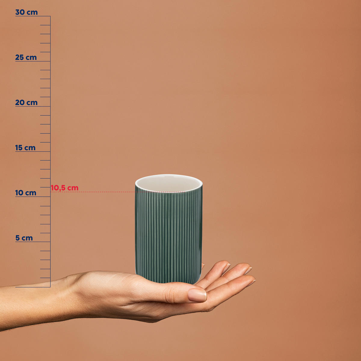 ZAHNPUTZBECHER Keramik  - Dunkelgrün/Grün, Basics, Keramik (7,5/10,5cm) - Kela