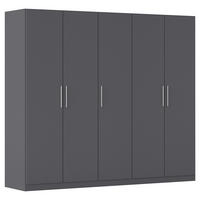 DREHTÜRENSCHRANK 226/197/54 cm,  in Grau, 5-türig  - Alufarben/Grau, KONVENTIONELL, Holzwerkstoff/Kunststoff (226/197/54cm) - home24