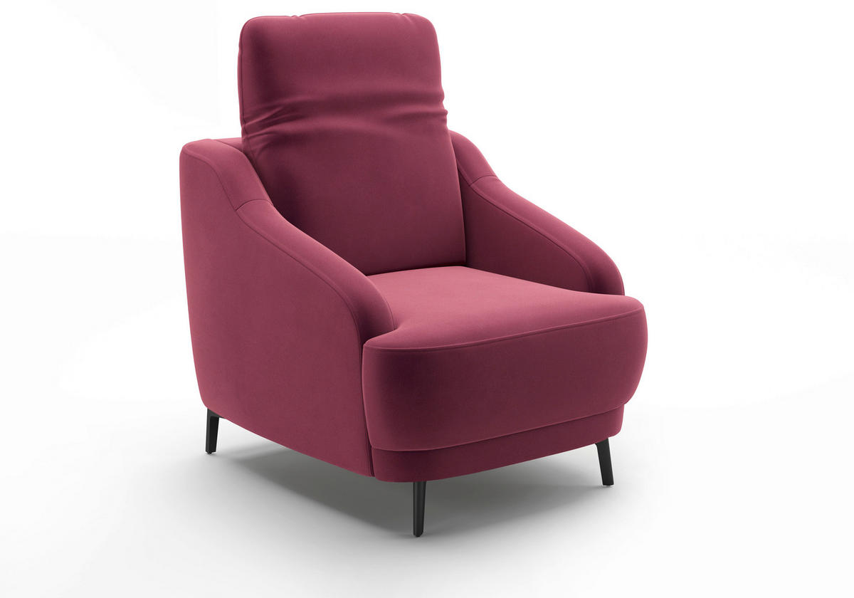 SESSEL in Samt Aubergine  - Aubergine/Schwarz, MODERN, Textil/Metall (87/93/104cm) - Sit & More