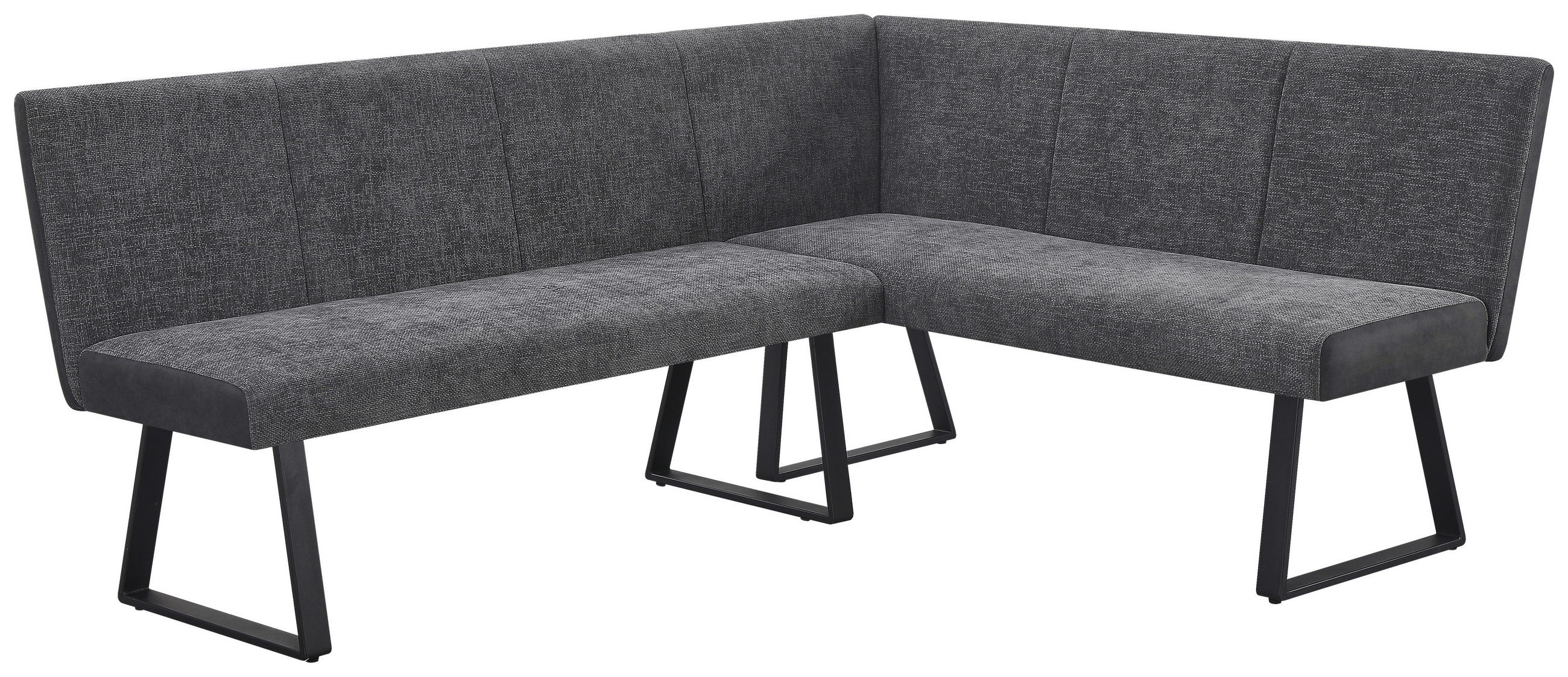 ECKBANK 190/152 cm Webstoff, Mikrofaser Grau, Schwarz   - Schwarz/Grau, KONVENTIONELL, Textil/Metall (190/152cm) - Carryhome