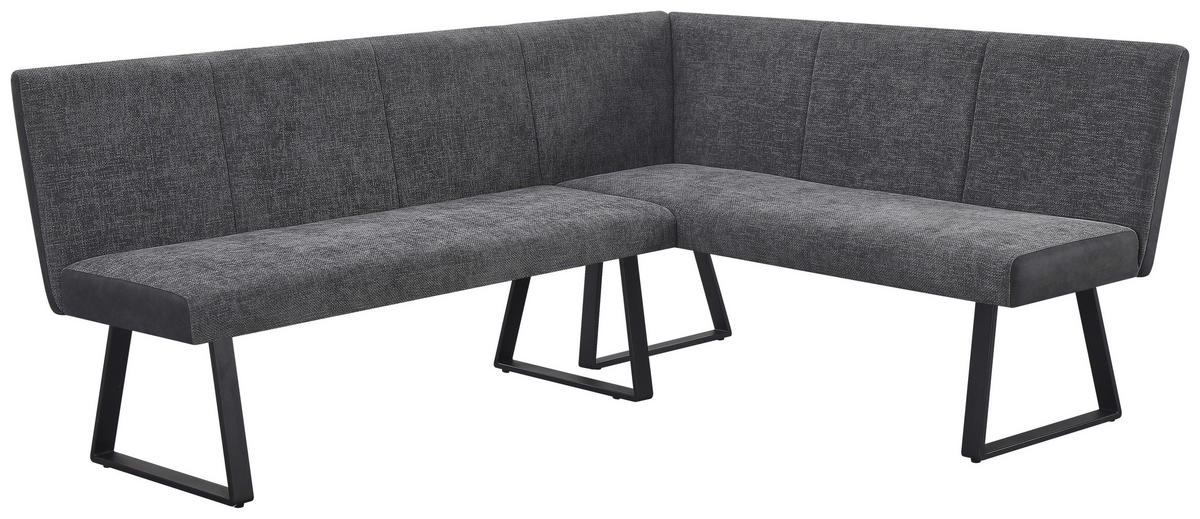 ECKBANK 190/152 cm Webstoff, Mikrofaser Grau, Schwarz   - Schwarz/Grau, KONVENTIONELL, Textil/Metall (190/152cm) - Carryhome