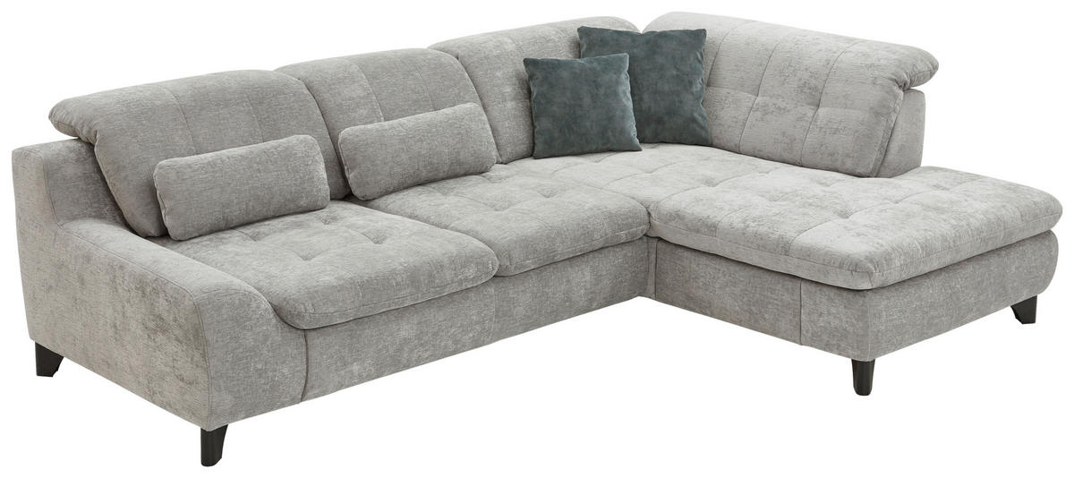 HÖRNSOFFA i chenille blå, grå  - blå/svart, Klassisk, metall/textil (281/200cm) - MID.YOU