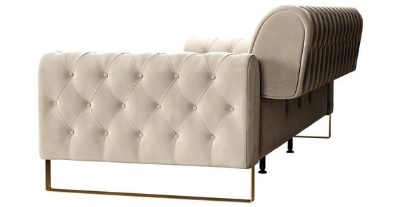 2-SITZER-SOFA Velours Beige  - Beige/Goldfarben, KONVENTIONELL, Textil/Metall (194/90/97cm) - Carryhome