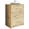 NOČNÝ STOLÍK, farba duba, 38,5/54/28,2 cm - čierna/sivá, Basics, kompozitné drevo/plast (38,5/54/28,2cm) - Carryhome