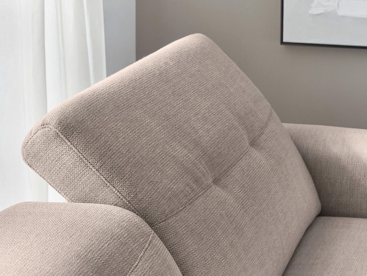 ECKSOFA in Struktur Cappuccino  - Eichefarben/Schwarz, Design, Holz/Textil (305/163cm) - Novel