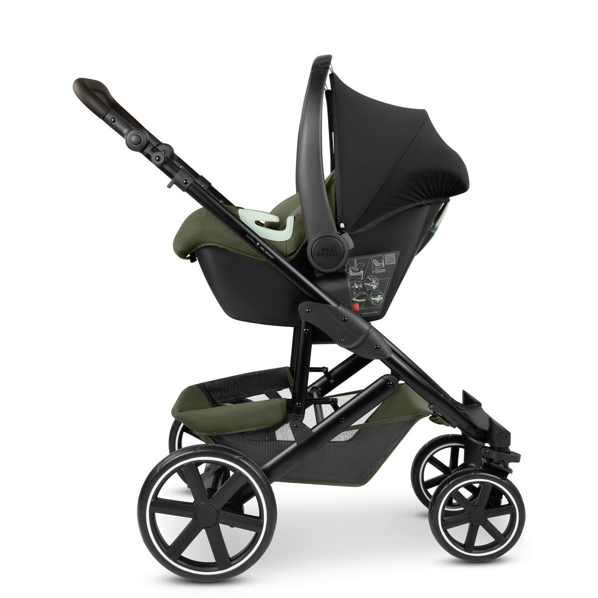 KINDERWAGENSET Sierra All in One  - Smaragdgrün/Anthrazit, Basics, Textil/Metall (58,5/111/100cm) - ABC Design
