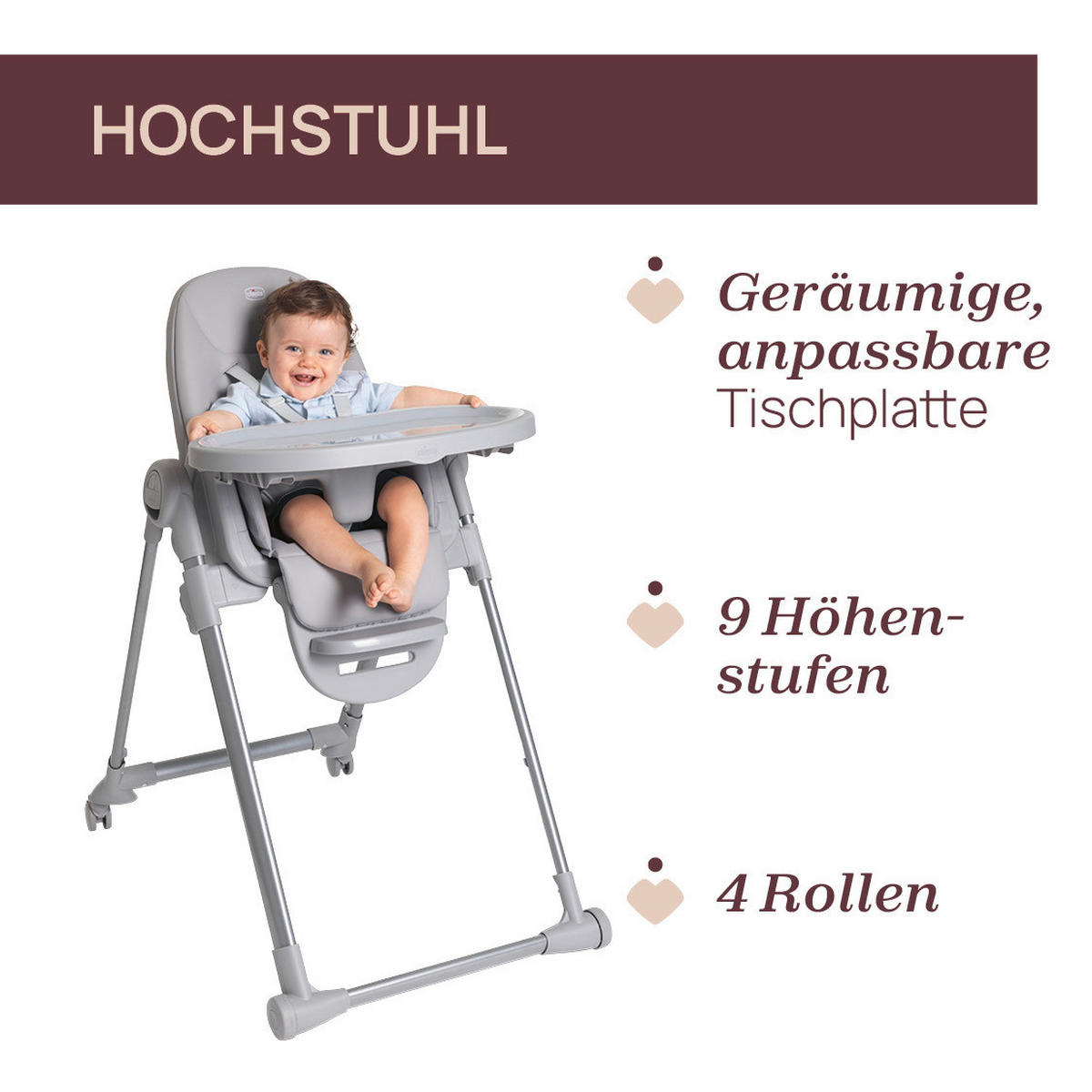 HOCHSTUHL Polly Armonia  - Hellgrau, Basics, Kunststoff (57/79-104/90cm) - Chicco