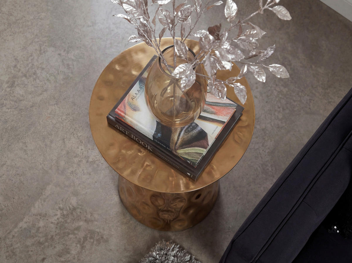 BEISTELLTISCH Goldfarben rund  - Goldfarben, Design, Metall (36/51/36cm) - Livetastic
