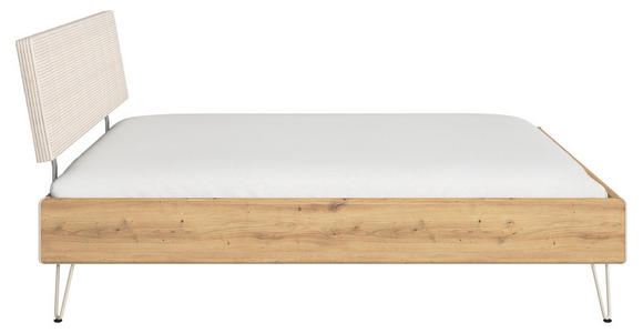 BETT 160/200 cm  in Eiche Artisan  - Champagner/Eiche Artisan, Design, Holzwerkstoff/Textil (160/200cm) - Carryhome