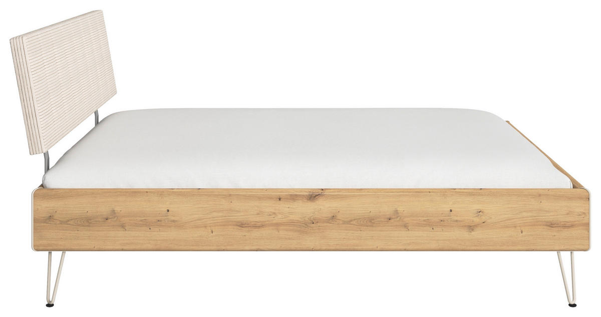 BETT 160/200 cm,  in Eiche Artisan,  - Champagner/Eiche Artisan, Design, Textil/Metall (160/200cm) - Carryhome