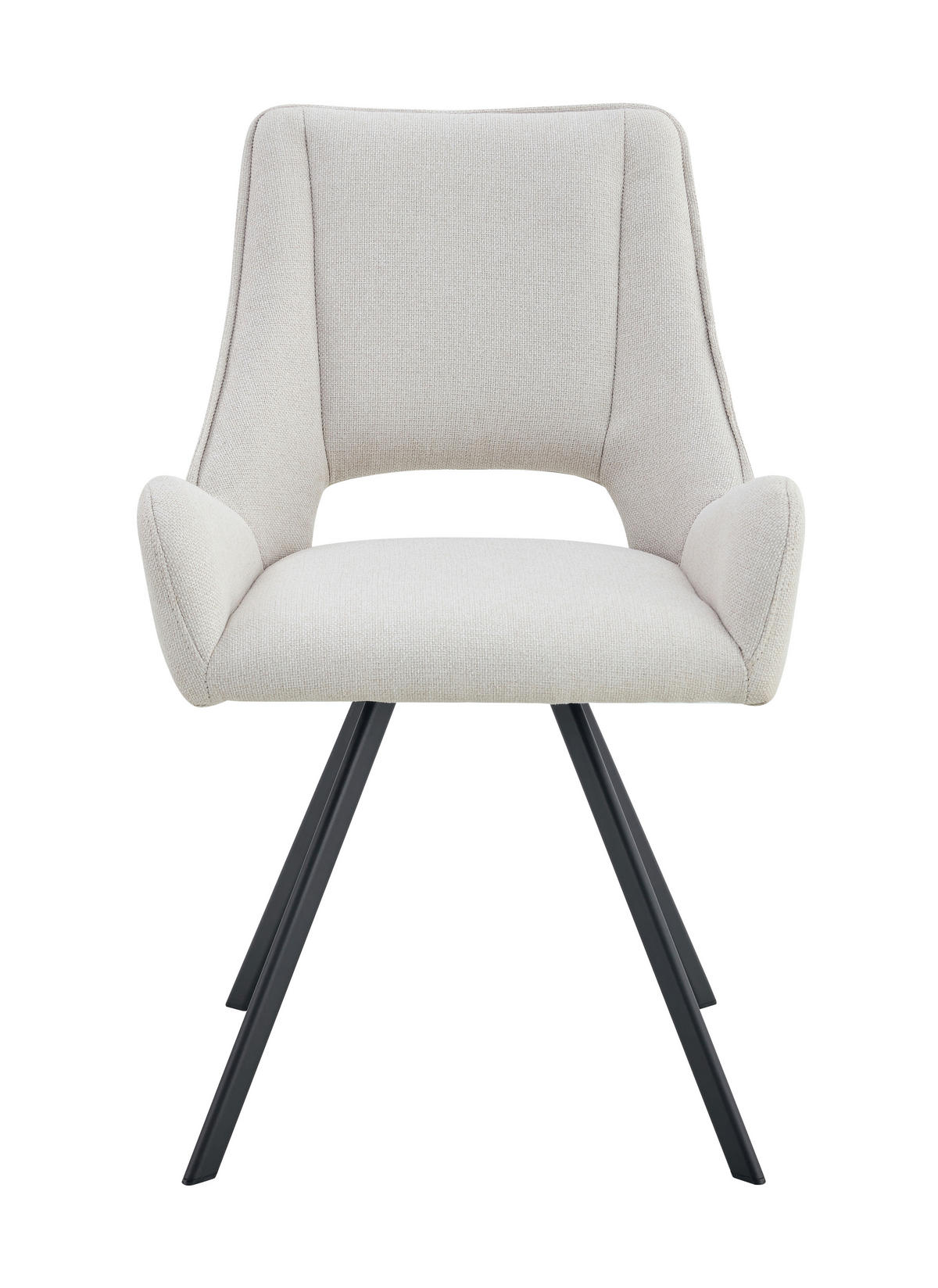 STUHL-SET 2 Stück  in Webstoff  - Creme/Schwarz, MODERN, Textil/Metall (56/91/63cm) - MID.YOU