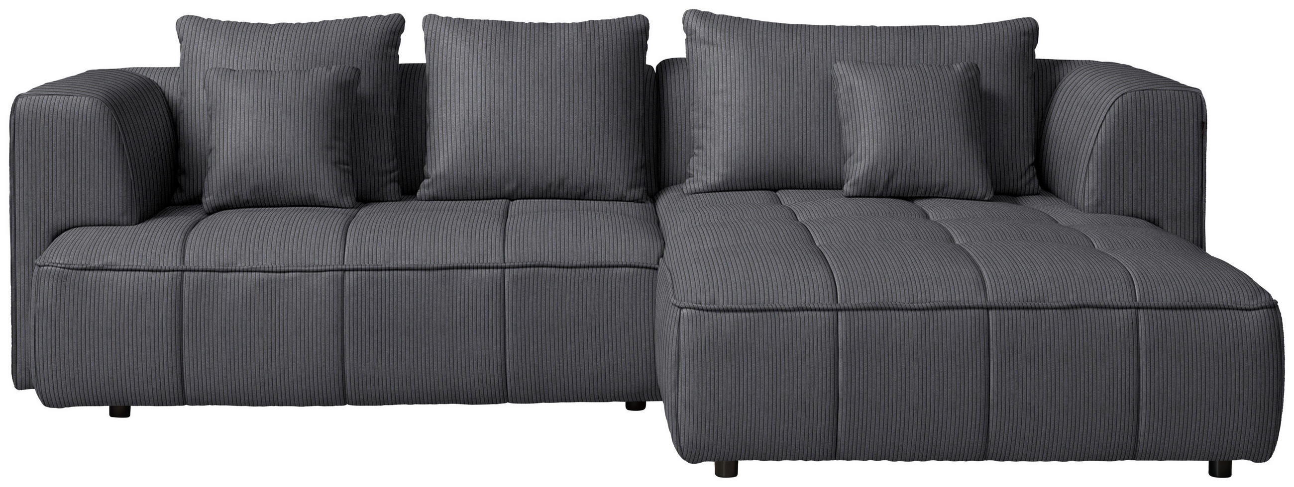 ECKSOFA  in Feincord Dunkelgrau  288/188 cm  - Dunkelgrau/Schwarz, Design, Kunststoff/Textil (288/188cm) - Welnova