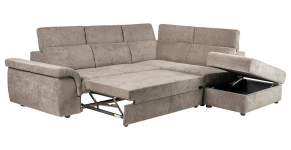 ECKSOFA Taupe Flachgewebe  - Taupe/Schwarz, KONVENTIONELL, Kunststoff/Textil (280/235cm) - Carryhome