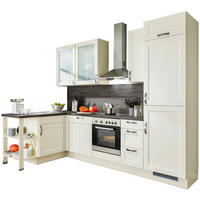 ECKKÜCHE 163/285 cm  in Magnolie  - Dunkelgrau/Magnolie, ROMANTIK / LANDHAUS, Holzwerkstoff/Metall (163/285cm) - Xora