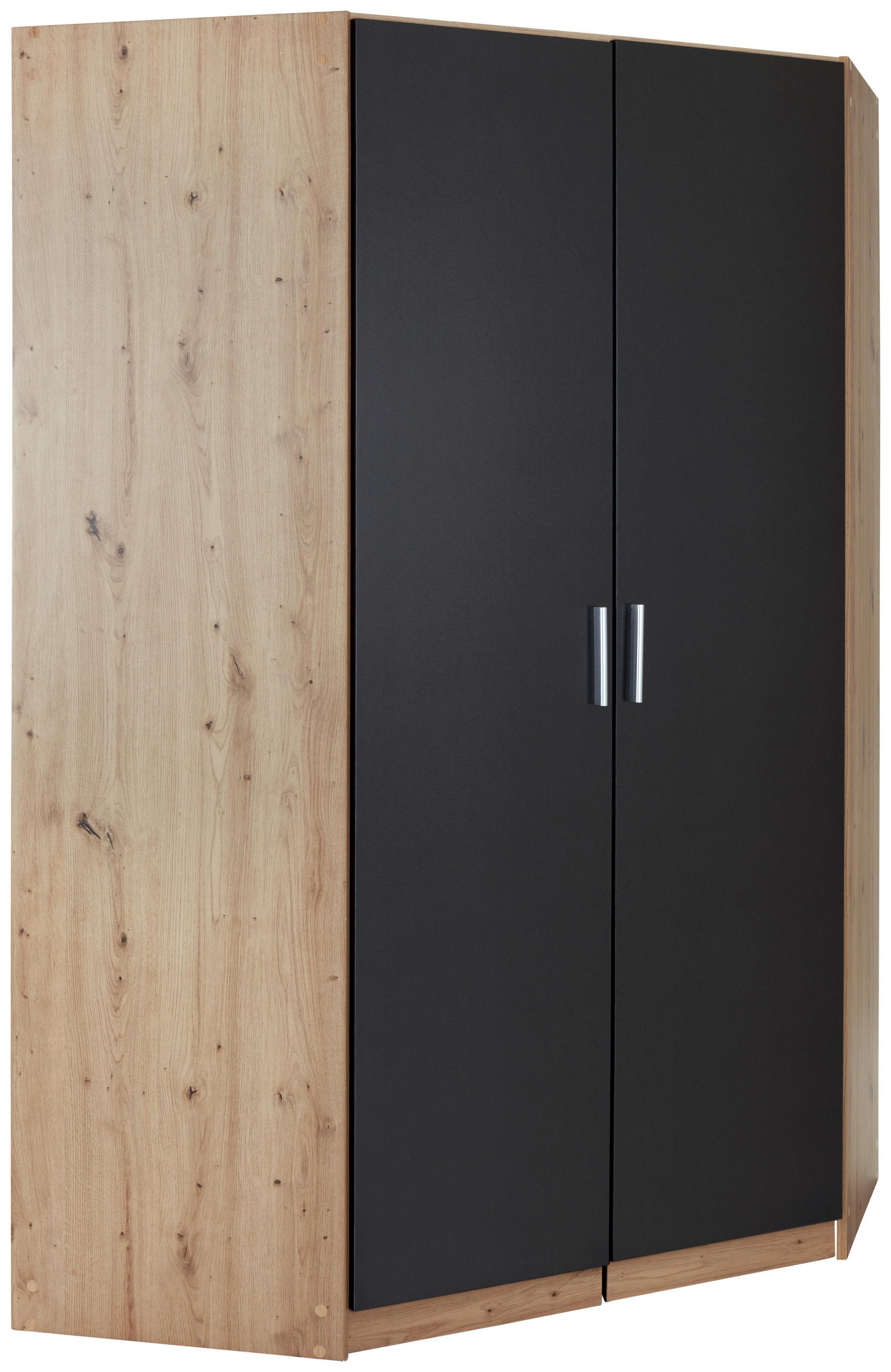 ECKKLEIDERSCHRANK 117/197/117 cm  - Dunkelgrau/Silberfarben, Design, Holzwerkstoff/Kunststoff (117/197/117cm) - Carryhome