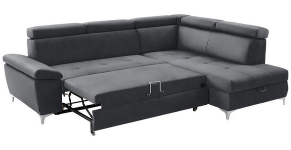 ECKSOFA  in Samt Grau, Dunkelgrau  - Chromfarben/Dunkelgrau, KONVENTIONELL, Textil/Metall (271/206cm) - Carryhome