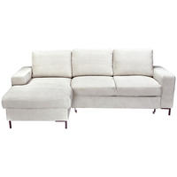 ECKSOFA Naturfarben Cord Rückenkissen, Bettkasten, Schlaffunktion, Rücken echt, Liegefläche im Originalstoff  - Schwarz/Naturfarben, KONVENTIONELL, Textil/Metall (150/240cm) - Carryhome