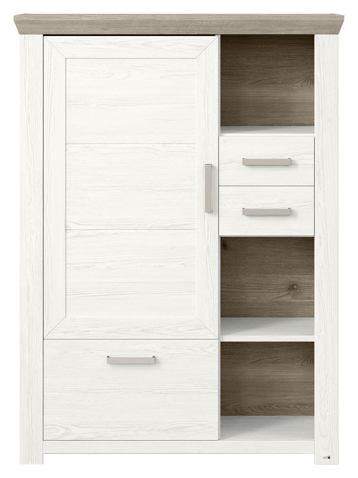 HIGHBOARD  in 104,5/142,6/42,2 cm  - Eichefarben/Weiß, Design, Holzwerkstoff/Metall (104,5/142,6/42,2cm) - SetOne by Musterring