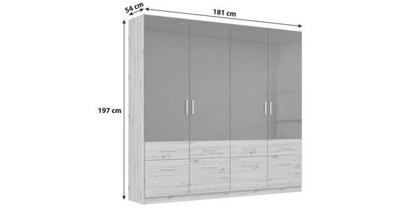 KLEIDERSCHRANK 181/197/54 cm 4-türig  - Dunkelgrau/Silberfarben, Design, Holzwerkstoff/Kunststoff (181/197/54cm) - Carryhome