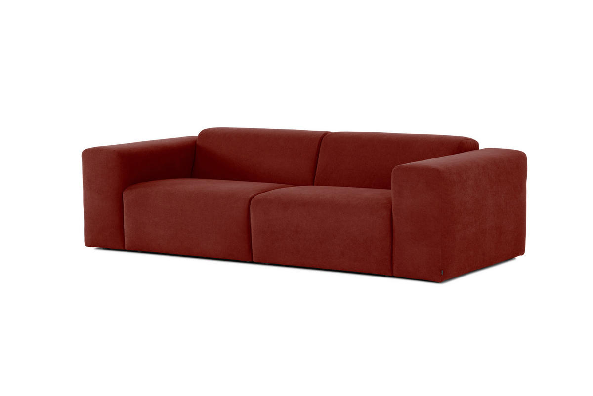 3-SITZER-SOFA in Struktur Rostfarben  - Rostfarben/Schwarz, Design, Kunststoff/Textil (266/76/116cm) - MID.YOU