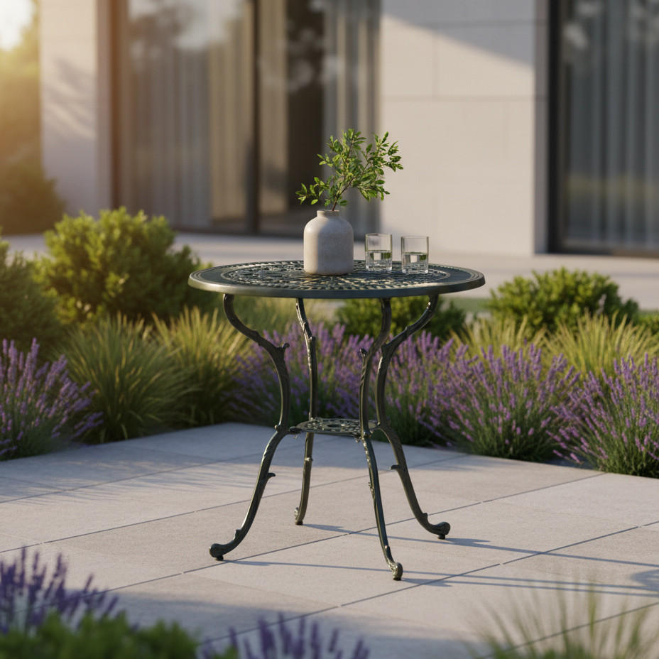 GARTENTISCH Metall Grün rund  - Grün, ROMANTIK / LANDHAUS, Metall (70/70/68cm) - Gardenson