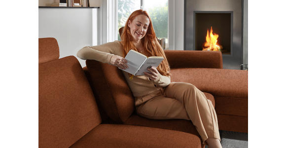 ECKSOFA  in Chenille, Flachgewebe Rostfarben  316/175 cm  - Rostfarben/Schwarz, Design, Textil/Metall (316/175cm) - Dieter Knoll