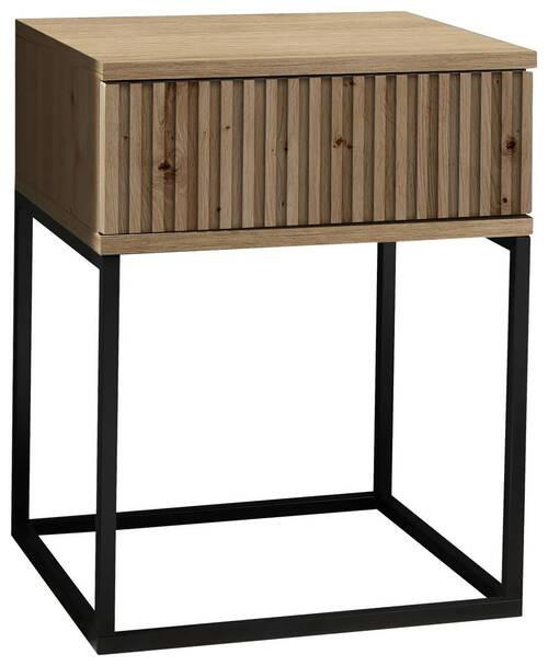 NACHTSCHRANK 40/52/38,5 cm  - Schwarz/Eiche Artisan, MODERN, Holzwerkstoff/Metall (40/52/38,5cm) - Livetastic
