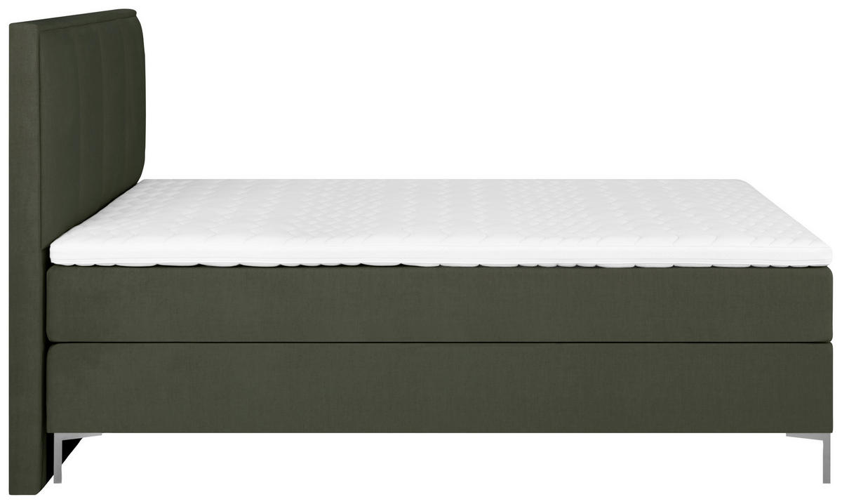 BOXSPRING-ÁGY 160/200 cm  sötétzöld  - alumíniumszínű/sötétzöld, Modern, textil (160/200cm) - MID.YOU