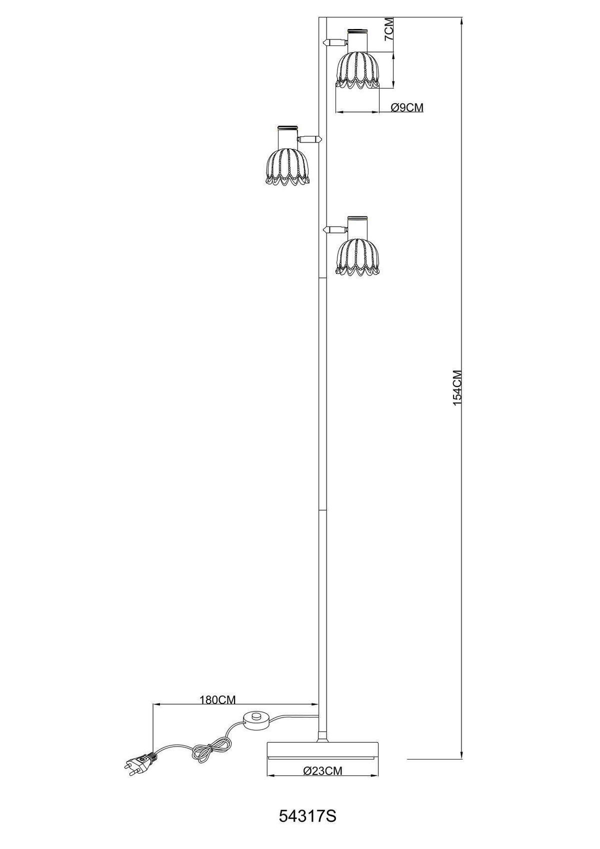 STEHLEUCHTE 28/23/154 cm    - Sandfarben/Schwarz, KONVENTIONELL, Glas/Kunststoff (28/23/154cm) - Globo