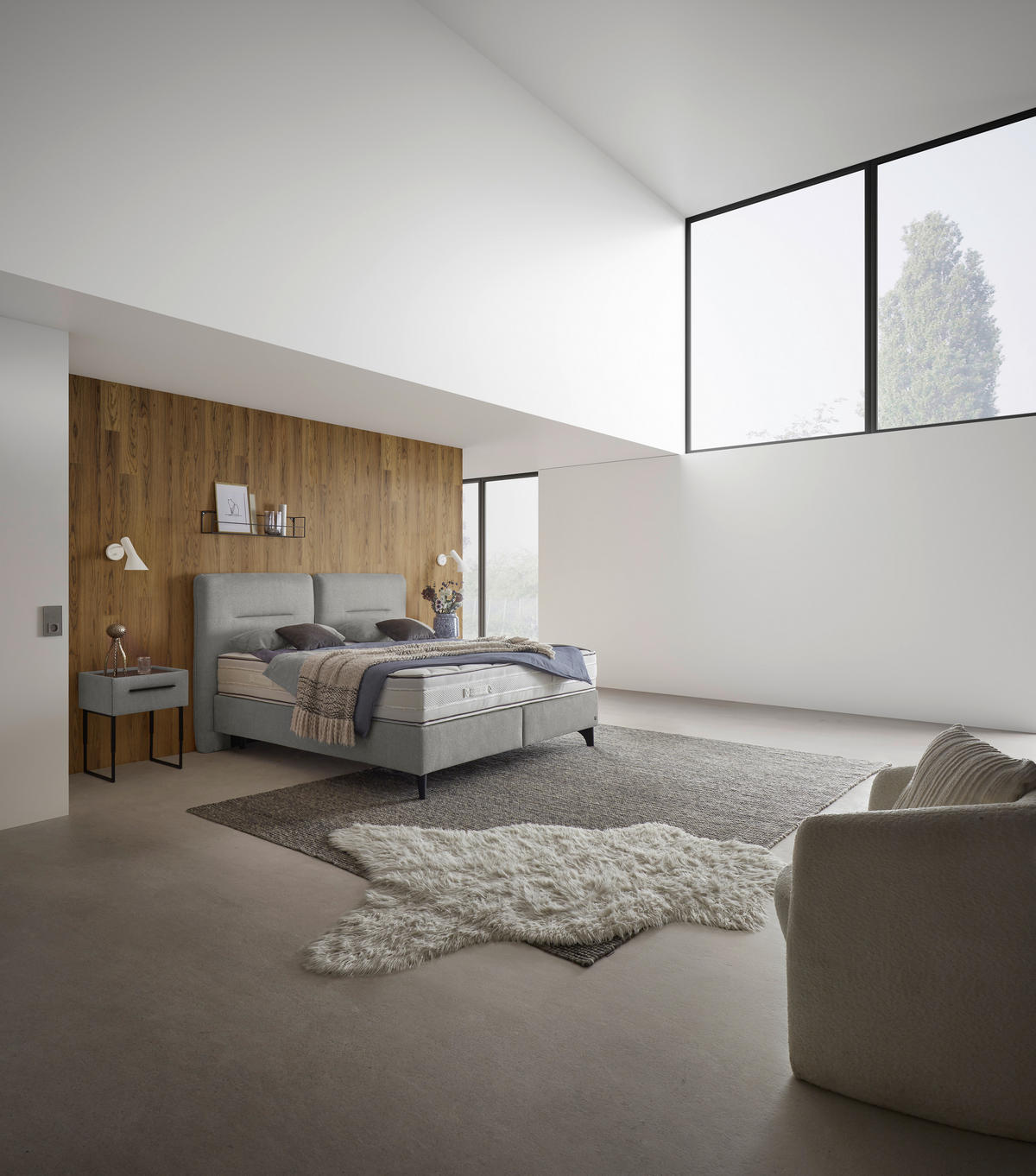 BOXSPRINGBETT 180/200 cm  Hellgrau  - Hellgrau/Schwarz, Design, Holz/Holzwerkstoff (180/200cm) - Dieter Knoll