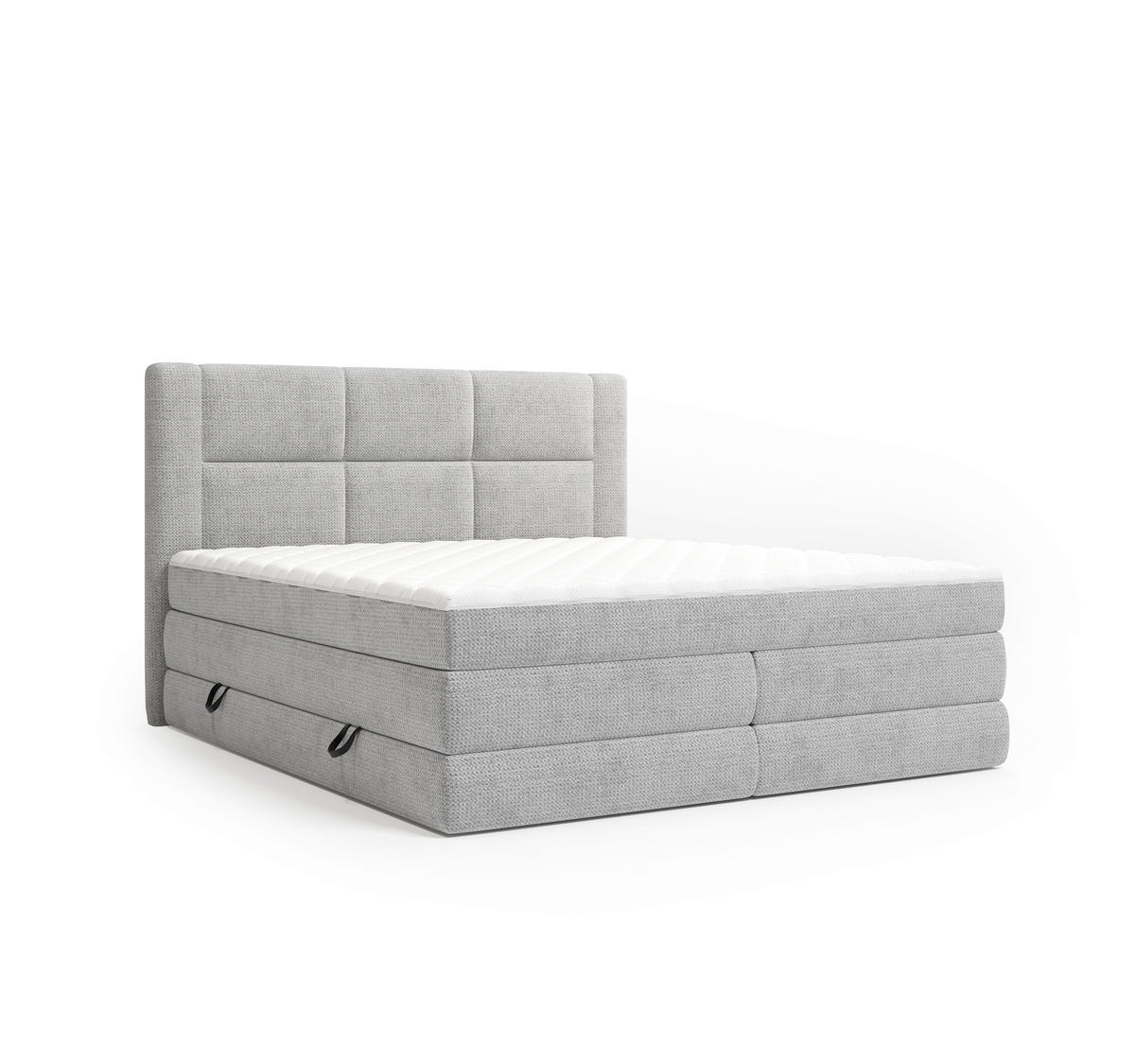 BOXSPRINGBETT 180/200 cm,  in Grau, gepolstertes Kopfteil, Bettkasten, Topper, Wendematratze mit unterschiedlichen Härtegraden, H2 + H3 = mittel + fest  - Schwarz/Grau, Design, Kunststoff/Textil (180/200cm) - Esposa