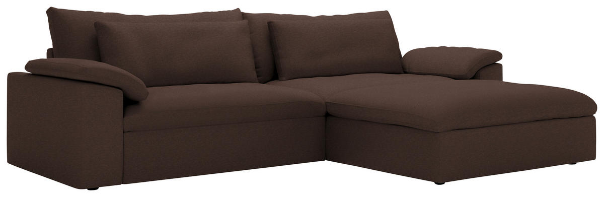 ECKSOFA  Chenille Braun  - Schwarz/Braun, Modern, Kunststoff/Textil (306/198cm) - Carryhome