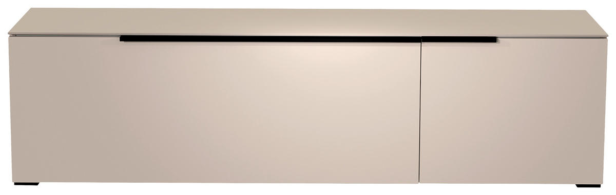LOWBOARD Schwarz, Sandfarben  160/43/45 cm  - Sandfarben/Schwarz, Design, Glas/Holzwerkstoff (160/43/45cm) - Moderano