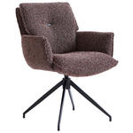 ARMLEHNSTUHL  Sitzfläche 360° drehbar, automatische Rückholfunktion Webstoff  - Bordeaux/Schwarz, Design, Textil/Metall (66/89/69cm) - Novel