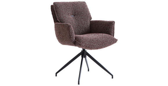 ARMLEHNSTUHL  Sitzfläche 360° drehbar, automatische Rückholfunktion Webstoff  - Bordeaux/Schwarz, Design, Textil/Metall (66/89/69cm) - Novel